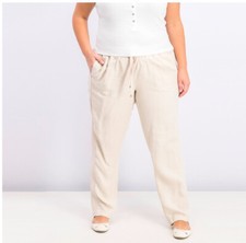 TOMMY HILFIGER Women's Plus Size Linen Pull On Slim-leg Pants Size 16W NWT