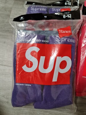 Supreme Hanes Sock (4pairs) Red/Pink/Purple - Brand New 100