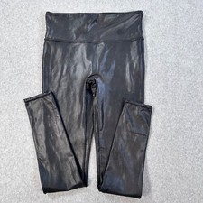 Spanx Faux Leather Black Leggings Skinny Leg Women's Large
