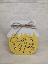 ¡Nuevo! Letrero de madera "Hogar está donde está tu miel" decoración nivel bandeja abejas colmena abejas tarro de abejas ~