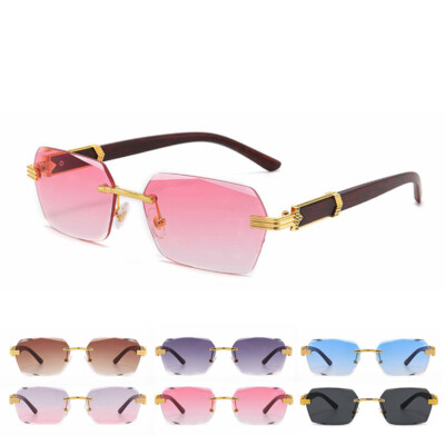 Unisex Rectangle Sunglasses for Men and Women Vintage Rimless Candy Color Rimless Rectangle Sunglasses Classic Frameless Eyewear Retro  main image 2