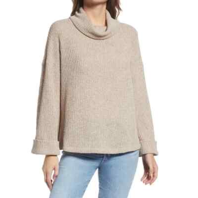 GIBSON LOOK Oatmeal Brown Cowl Neck Flare Sleeve Knit Sweater M 8/10 Nordstrom