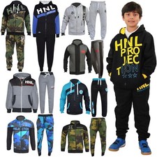 Kids Boys Girls Designer Tracksuit Zipped Top Bottom Jogging Suit Age 7-13 Yr