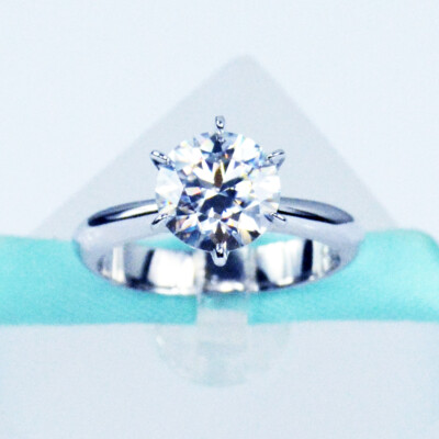 2Carat 8MM White Moissanite Solitaire Engagement Ring Sterling Silver Laszlo V
