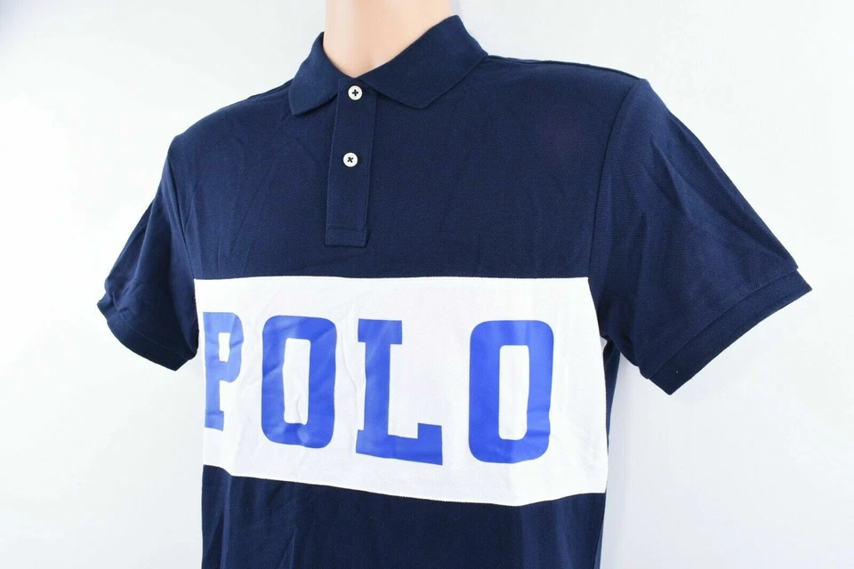 *NEU: Polo by Ralph Lauren Custom Slim Fit Panel Logo Polo-Shirt, navy, Gr. XL * - Bild 2 von 4