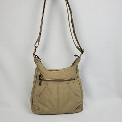 Travelon Bag Beige Medium Cross Body Anti-Theft Active RFID Blocking Adjustable