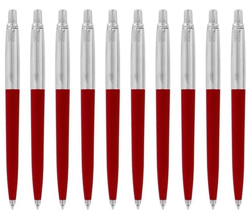 Lot 10 Parker Jotter Old Style Red Medium Ballpoint Pens Brand New In Tray