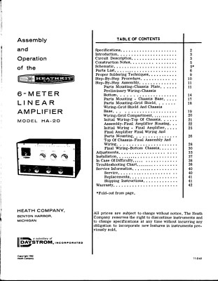 Assembly & Operation Manual-Anleitung für Heathkit HA-20 