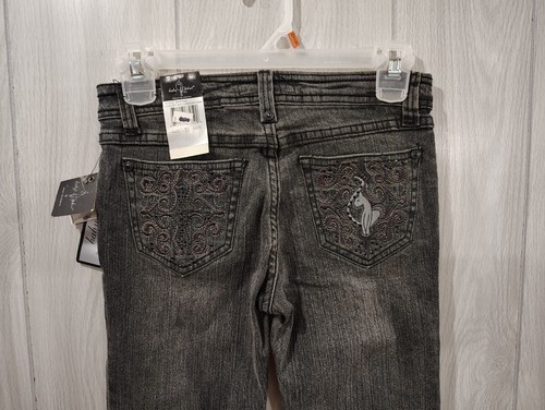 Baby Phat Girls Black Jeans Embroidered Size 10 BF87545 Y2K - Picture 4 of 8