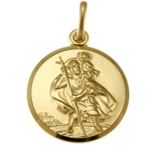 9ct Gold St Christopher Pendant Medal - PENDANT ONLY with Jewellery Gift Box