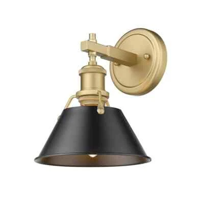 Golden Lighting Orwell 7.5 in. 1-Light Brushed Champagne+Matte Black Sconce