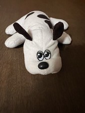 Tonka 1985 Pound Puppies 8 Inch Newborn White Plush Dog Brown Spots Stuffed