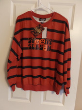 Womens, Feeling Festive Halloween Orange Sweatshirt,SPOOKY SEASON,Size:Large,NWT