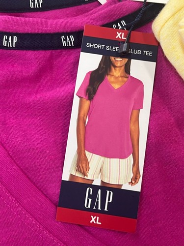 GAP Women Short Sleeve Soft V-Neck Slub Tee Black NWT Size XL choose CLR - Picture 13 of 13