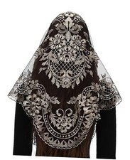 Triangle Catholic Chapel Mantilla Veils - Short Camellia Black Gold-1
