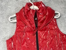My Anorak Vest Womens XS Red Down Puffer Quilted Full Zip Pockets High Collar