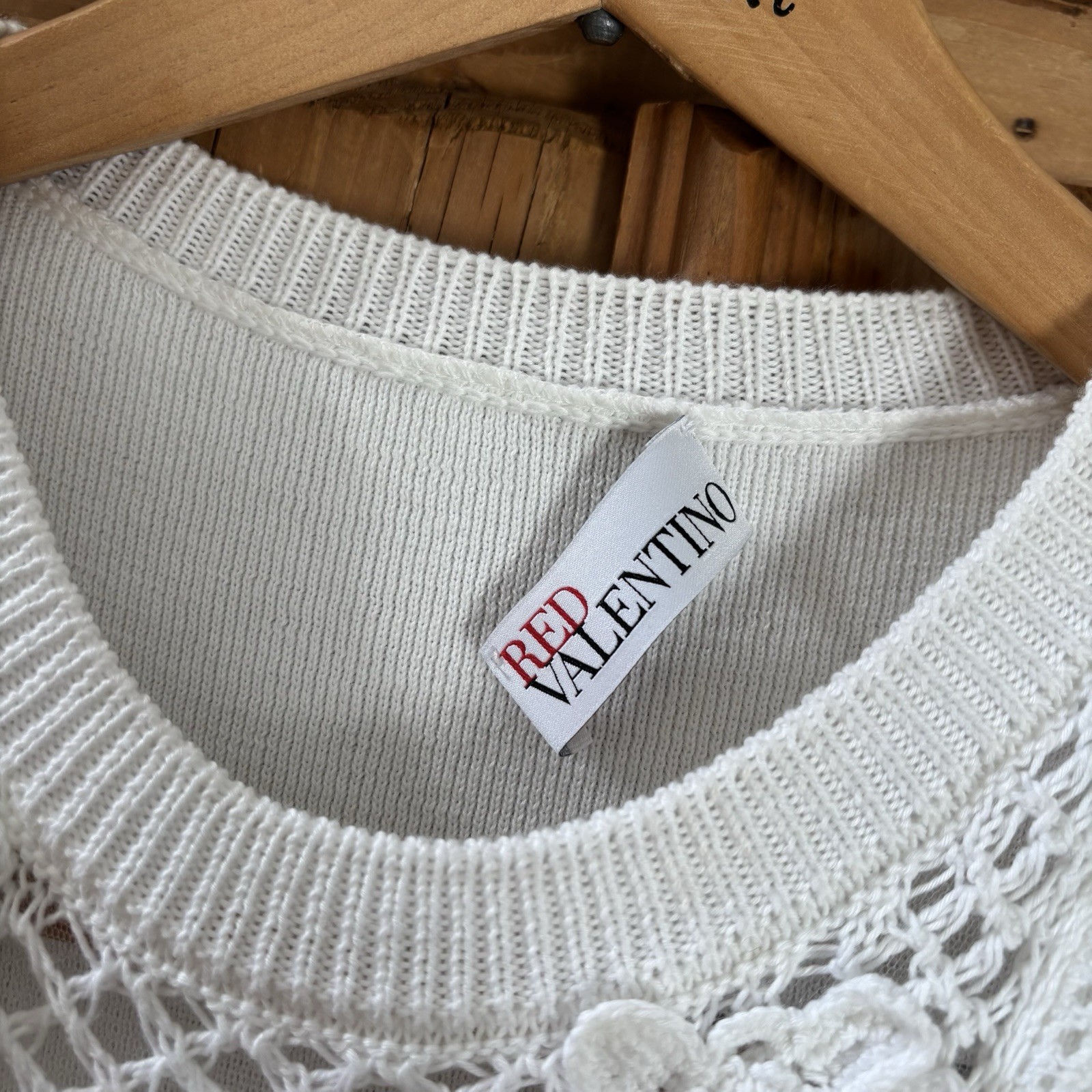 RED VALENTINO WHITE ROSETTE SWEATER DRESS SLEEVELESS SIZE 12 thumbnail 4