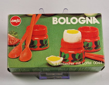🧡 Emsa Bologna 70er Eierbecher Set 6x + Löffel Neu OVP RAR Retro Melamin