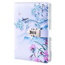 A5 PU Leather Journal with Password Lock for Women,Composition Notebook Jour...