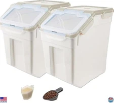 YXQ 50LB Extra-Large Airtight Flour Storage Container Set - 2 Pack with Wheels