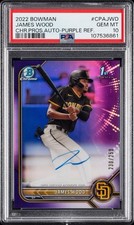 2022 BOWMAN CHROME PROSPECT AUTO PURPLE REFRACTOR JAMES WOOD 230/250 PSA 10 AUTO