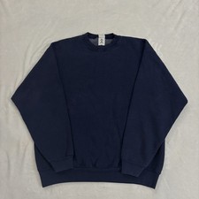 Vintage Fruit Of The Loom Super Cotton Navy Blue Blank Crewneck Sweatshirt XL