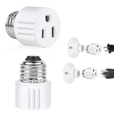 Outlet Light Socket Adapter, E26 Light Bulb to Plug Converter