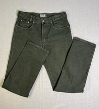 Joker Bros Mens W34 L34 Olive Green Straight Leg Cotton 5 Pocket Trousers Jeans