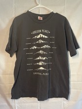 Bayside Oregon Peaks Cascade Range T-Shirt Men’s Large Black Graphic USA Made