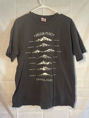 Bayside Oregon Peaks Cascade Range T-Shirt Men s Large Black Graphic USA Made 