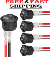 5Pcs 12V round Rocker Switch AC 6A/250V 10A/125V SPST 2 Pin 2 Position On/Off T