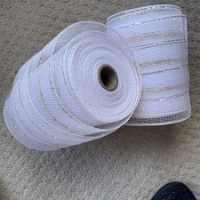 White Gold Metallic Deco Mesh 2 Rolls Holiday Decor 6 In 2 Rolls