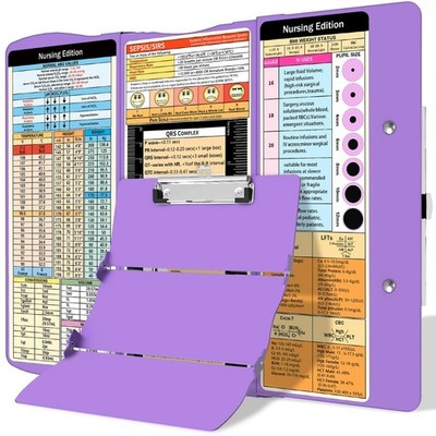 Nursing Clipboard Foldable Clipboard Medical: Nurse Edition Cheat Sheets Alum...