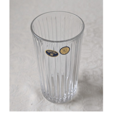 Bohemia Crystal Tumbler Glass, Clear, Round, Czech Republic, 6'' Tall