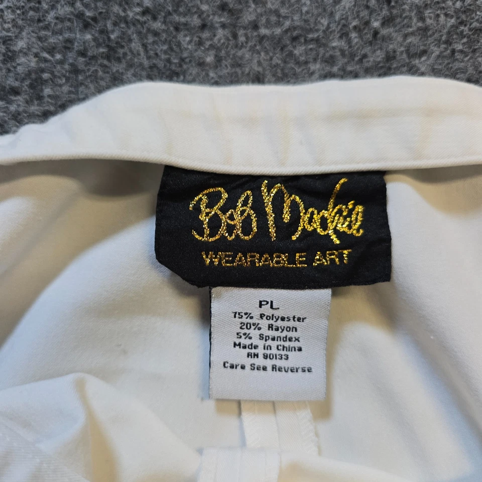 Pantalones Bob Mackie para mujer talla grande pequeños blancos pierna recta cremallera frontal plana Foto 4 de 4