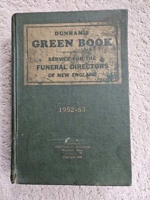 1952 Funeral Dunham's Directors Of New England Green Book Funeral Advertising 