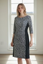 Lauren Ralph Lauren Women’s Dress Black White Geometry Stretch Sheath Sz 10