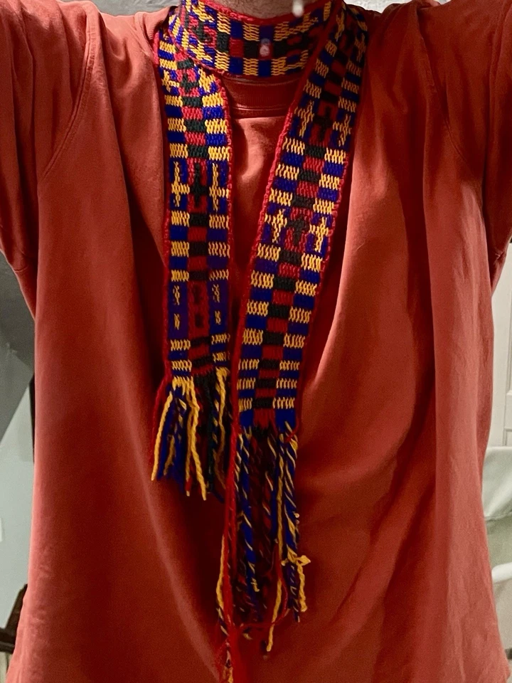 Antiguo Cinturón Bandolera 53" Hecho a Mano Tejido Lana Correa Vyshyvanka Ucrania De Colección Foto 2 de 4