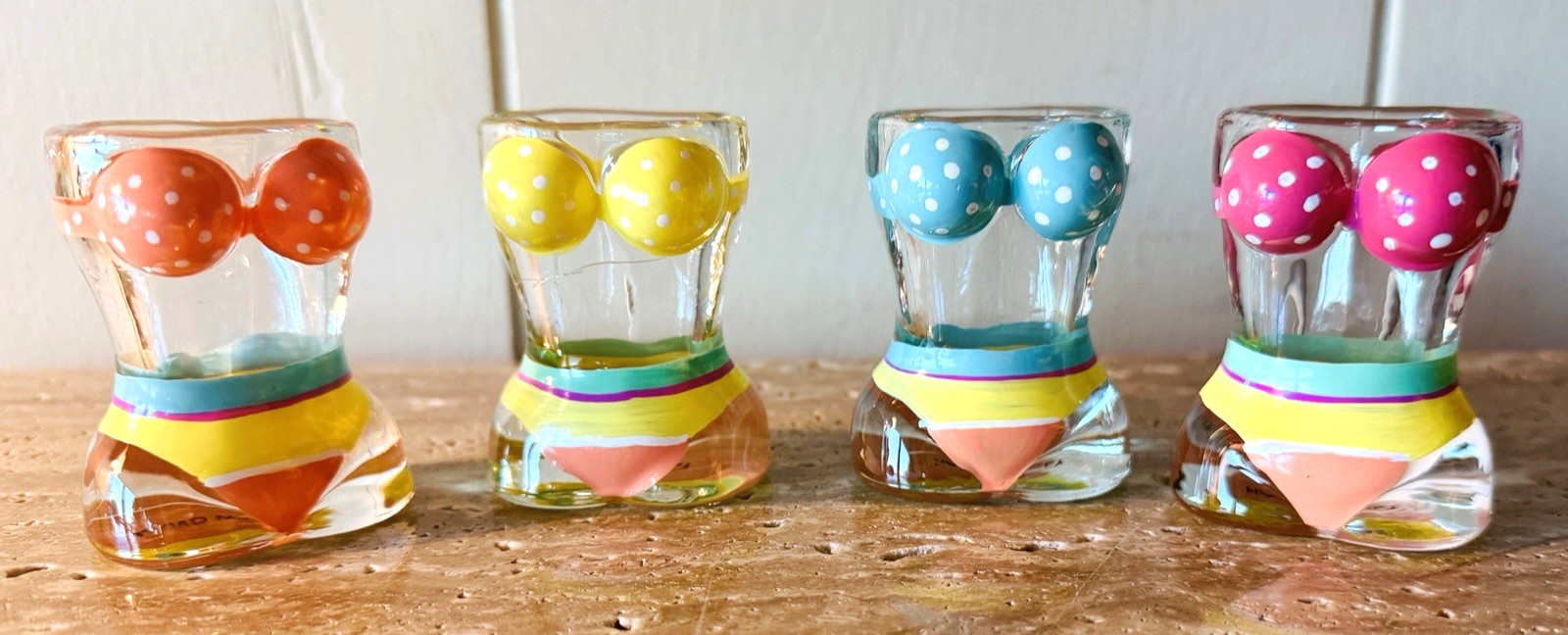 Full Body Bikini Shot-glass Drinking Glass Lot of 4, EC