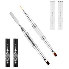 2Pcs Hard Gel Nail Brush, Premium Nylon Builder Gel Art Brushes for Nails