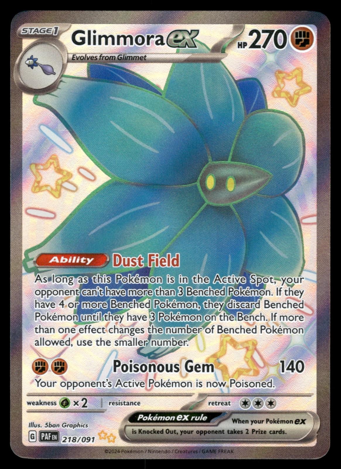 POKEMON GLIMMORA EX PALDEAN FATES 218/091 HOLO SHINY ULTRA RARE LP