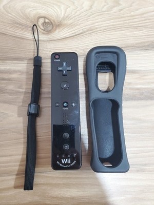 Official Wii Remote BLACK Nintendo Motion Plus & Sleeve Strap Controller RVL-036
