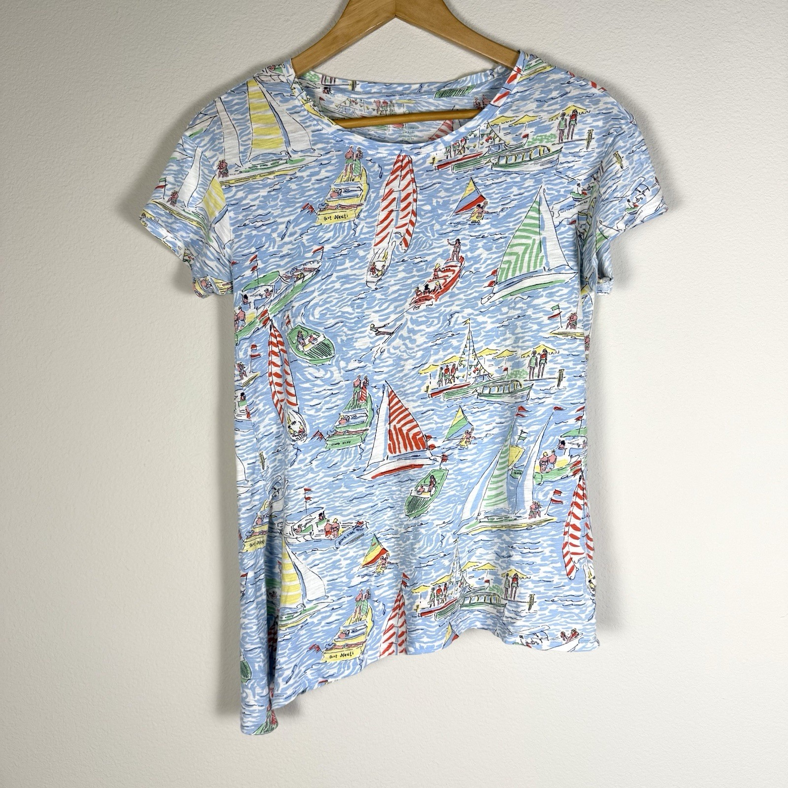 Lilly Pulitzer Glin Side Tie Nautical Tee Womens Small Coastal Beachy Preppy 