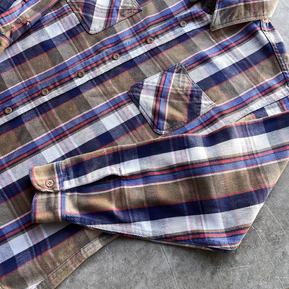 Vintage Anos 70/80 Big Mac Xadrez Pesado Botão Flanela GG Grunge Desgastado - Imagem 4 de 4