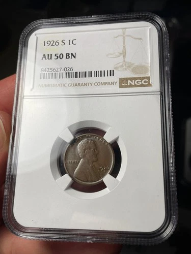 1926-S NGC AU50 BN Lincoln Wheat Cent Rare Date