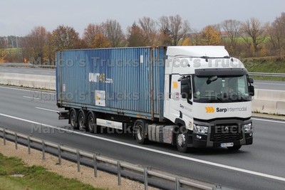 LKW Foto Renault T Container-Sattelauflieger Frankreich weiß Sarp Intermo #k7xb