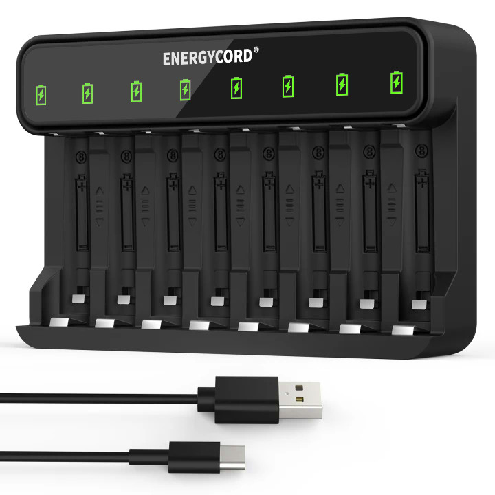 8-Slot Smart LED Battery Charger For AA AAA 1.2V NI-MH Rechargeable Batteries