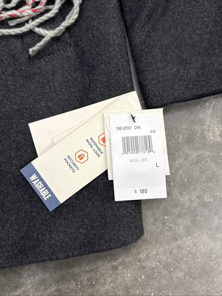 Casaco DOCKERS Weston mistura de lã com cachecol adulto grande preto topcoat ervilha $180 - Imagem 2 de 4