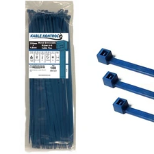 Kable Kontrol Metal Detectable Blue Zip Ties 100 Pcs 14 Inch, 50 Lbs Tensile ...