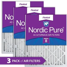 Nordic Pure 16" x 20" x 2" Dust Reduction Pleated MERV 8 Air Filter (3-Pack)